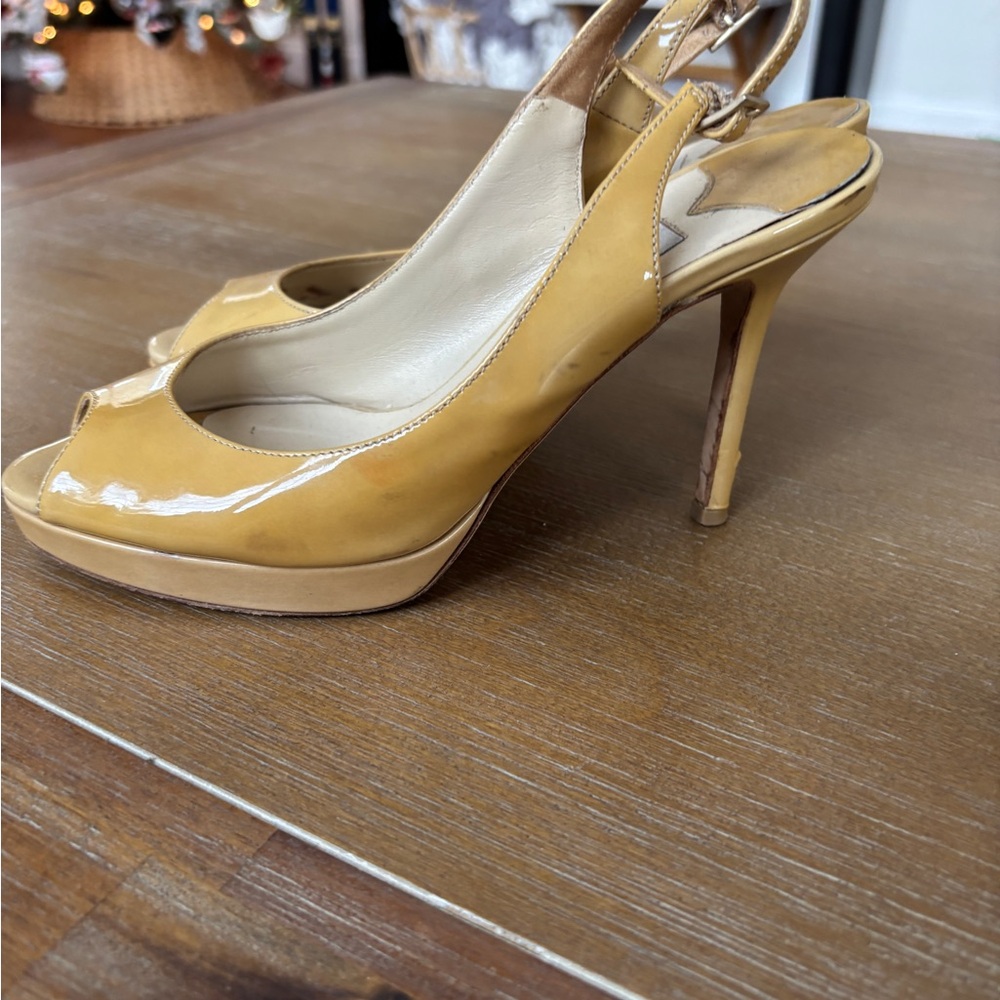 Jimmy Choo Yellow Peep Toe Heels - Picture 2 of 6
